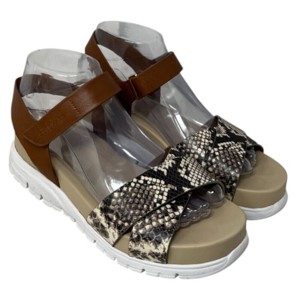 Cole Haan Sandals Size 7.5 B Women's Brown Snake Print Zero Grand II